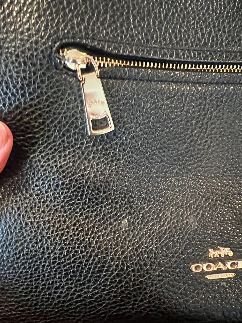 COACH Black Pebbled Leather Shoulder by Bag with Gold Accents - Picture 8 of 8